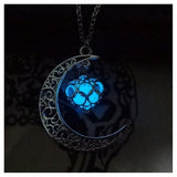 Glowing Pendant Necklace | Silver-Plated Luminous Jewelry for Women | 3.6cm Glow-in-the-Dark Pendant | 45+5cm Adjustable Chain | Elegant Gift Necklace for All Occasions - Apparel & Accessories > Jewelry > Necklaces