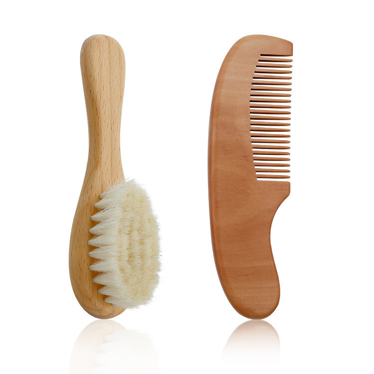 PearWood Baby | Brush And Comb Set | Natural Pear Wood | Two Piece Set | Gentle Baby Grooming -