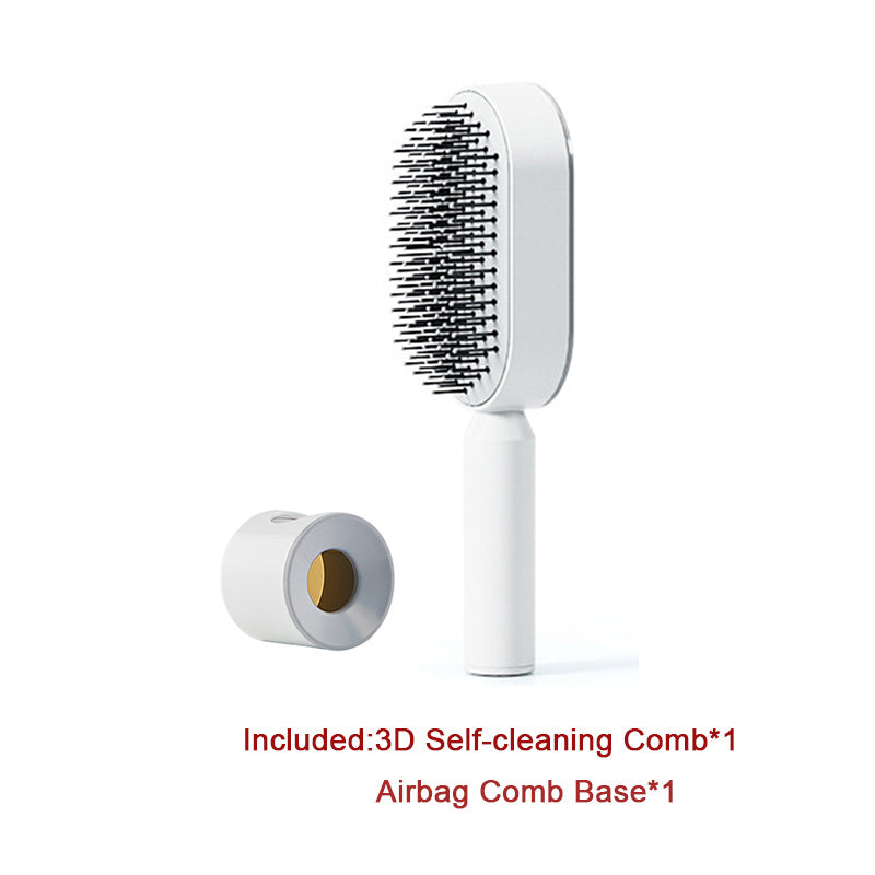 Self-Cleaning Hair Brush for Women | One-Click Cleaning Detangling Comb | 3D Air Cushion Scalp Massage Brush | Anti-Static, No-Pull Hairbrush | Pain-Free Detangling for All Hair Types | Optional Wall-Mounted Storage - Health & Beauty > Personal Care > Hair Care > Hair Styling Tools > Combs & Brushes > Paddle Hairbrushes