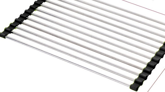 | Folding Kitchen Drain Rack | Stainless Steel | Easy to Clean | Space Saving | Large | Keeps Counter Dry and Organized -