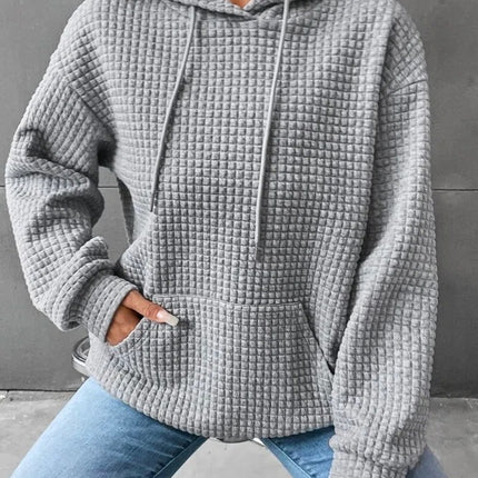 Fashion Waffle Hoodie Sweater Women's Sports Sweatshirt Casual Long Sleeve Tops Womens Clothing