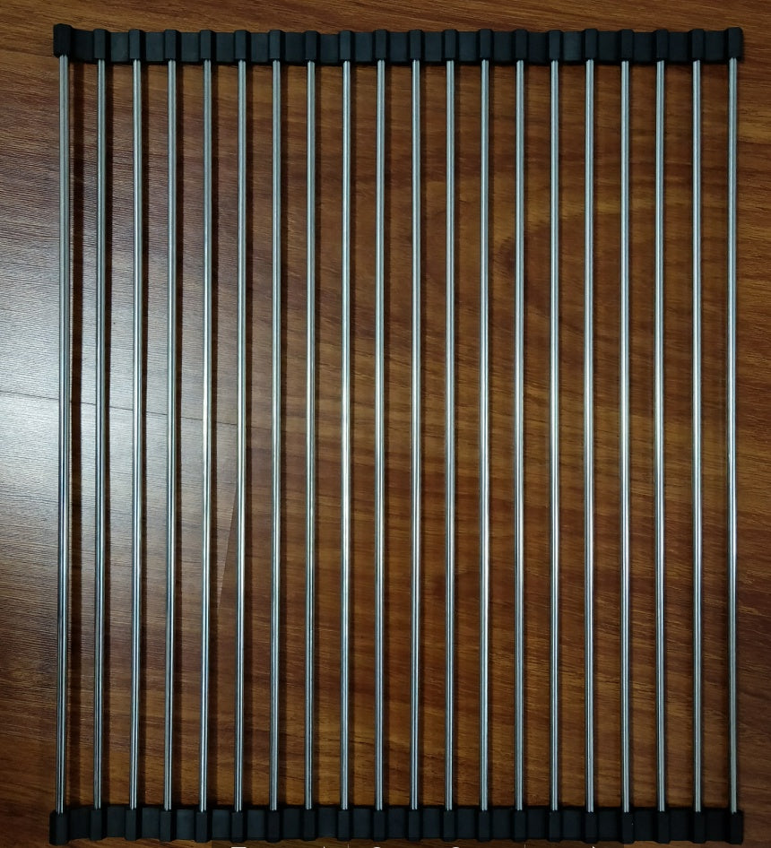 | Folding Kitchen Drain Rack | Stainless Steel | Easy to Clean | Space Saving | Large | Keeps Counter Dry and Organized -