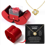 Eternal Rose Apple Gift Box Necklace | Heart Pendant Clavicle Chain for Women | Preserved Soap Flower Jewelry Box | Romantic Christmas, Valentine’s & Mother’s Day Gift | Gold/Silver Plated Copper Necklace Set - Health & Beauty > Jewelry Cleaning & Care > Jewelry Holders > Jewelry Boxes