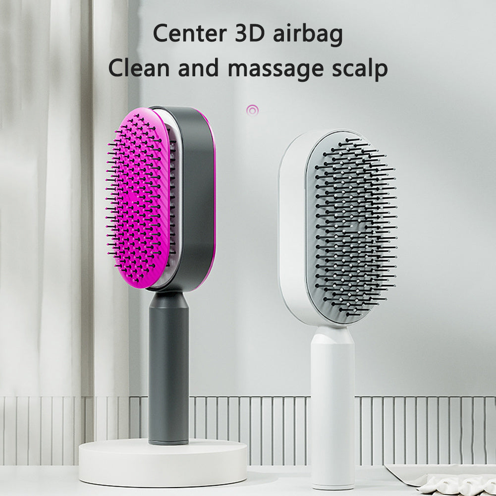 Self-Cleaning Hair Brush for Women | One-Click Cleaning Detangling Comb | 3D Air Cushion Scalp Massage Brush | Anti-Static, No-Pull Hairbrush | Pain-Free Detangling for All Hair Types | Optional Wall-Mounted Storage - Health & Beauty > Personal Care > Hair Care > Hair Styling Tools > Combs & Brushes > Paddle Hairbrushes