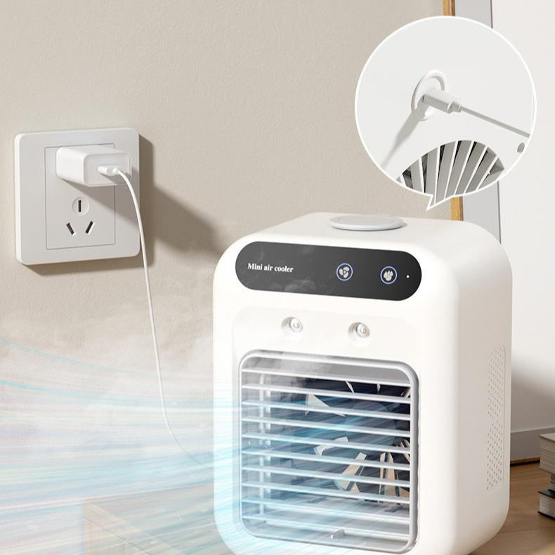 Portable Air Conditioner Fan | USB Mini Air Cooler with Water & Ice Cooling | 2-Speed Touchscreen Personal AC for Room, Office, Car | Atomizing Cool Mist - Home & Garden > Household Appliances > Climate Control Appliances > Evaporative Coolers > Portable Evaporative Coolers