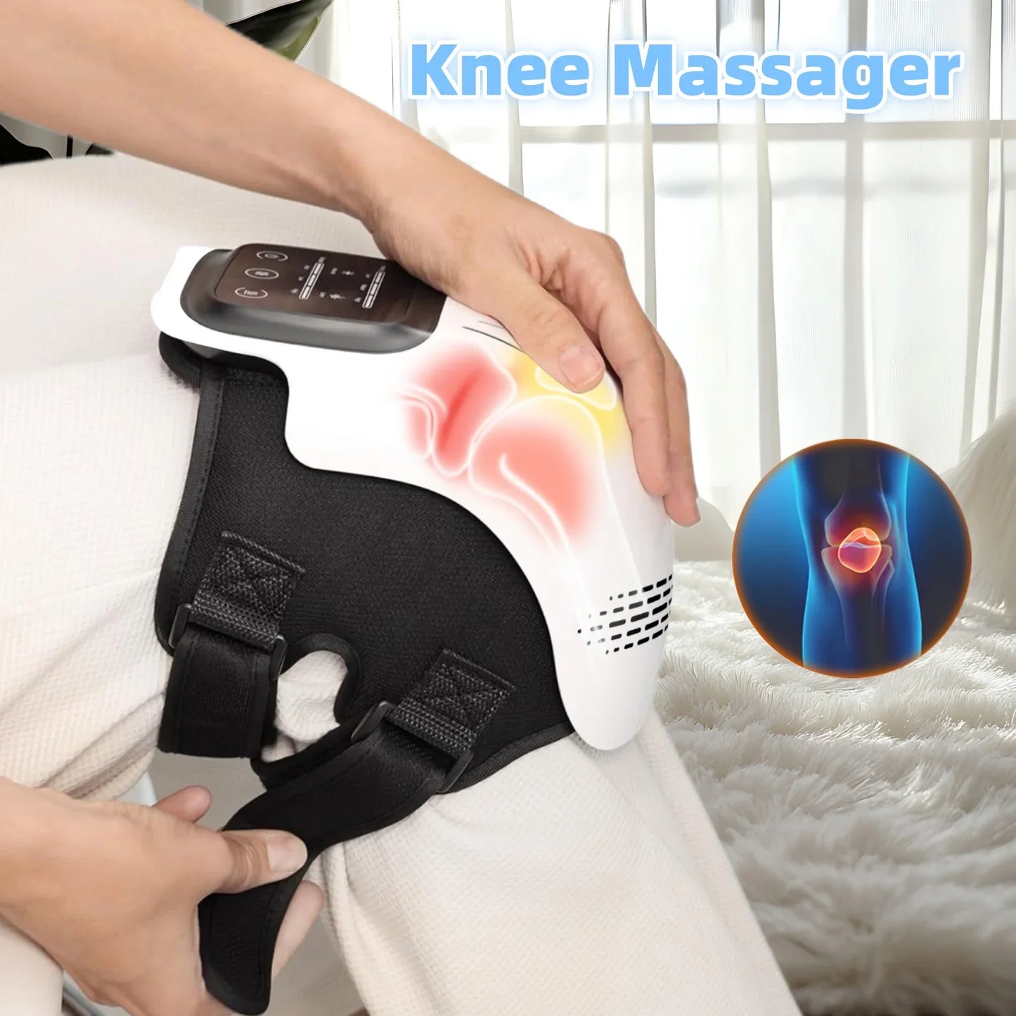 Electric Intelligent Knee Massager | Heating, Kneading & Vibration Therapy | Infrared Laser Pain Relief | Rechargeable Home Knee Joint Massager | Relieves Arthritis, Stiffness & Muscle Fatigue - Health & Beauty > Personal Care > Massage & Relaxation > Massagers > Electric Massagers
