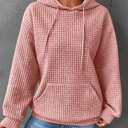 Fashion Waffle Hoodie Sweater Women's Sports Sweatshirt Casual Long Sleeve Tops Womens Clothing