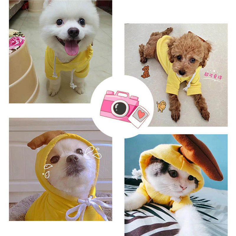 Cute Fruit Dog Hoodie for Small Dogs | Winter Warm Fleece Pet Clothes | Soft Breathable Puppy & Cat Costume Coat | Banana Apple Carrot Designs | XS–2XL - Animals & Pet Supplies > Pet Supplies > Pet Apparel > Pet Hoodies