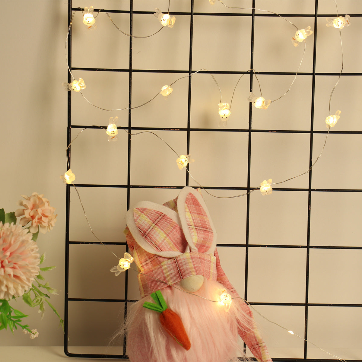 EasterGlow | Bunny String Lights | Colorful LEDs | Flexible Silver Plated Wire | Multi Color | Creates Warm Easter Mood -
