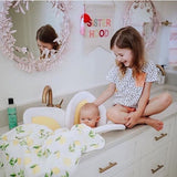 PetalNest | Foldable Baby Shower Mat | Petal Fold Design | Soft Cushioned Comfort | Pink 80 cm | Non-Slip Surface -