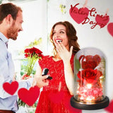 EternalRose | Preserved Rose Gift Box | Led Glass Display | Keeps Forever Valentine Gift | Pink | Home Decor Keepsake -