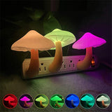 LumoGlow | Led Night Light Mushroom Wall Lamp | Light Sensor | Auto Night Lighting | Warm White | Eu Us Plug Compatible -