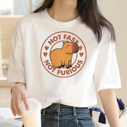 Cute Capybara Clothing Women Vintage Cartoon T-Shirt