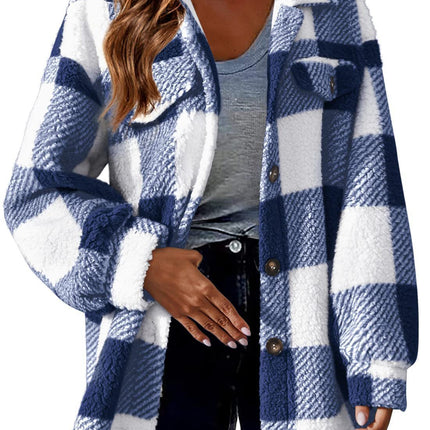 Women's Fashion Jacket Button Plush Coat