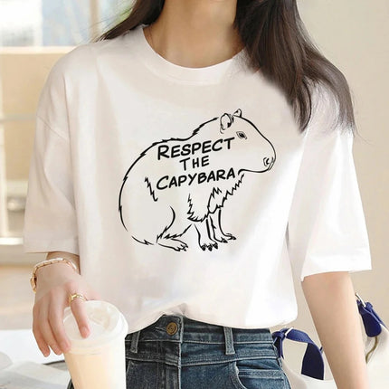 Cute Capybara Clothing Women Vintage Cartoon T-Shirt