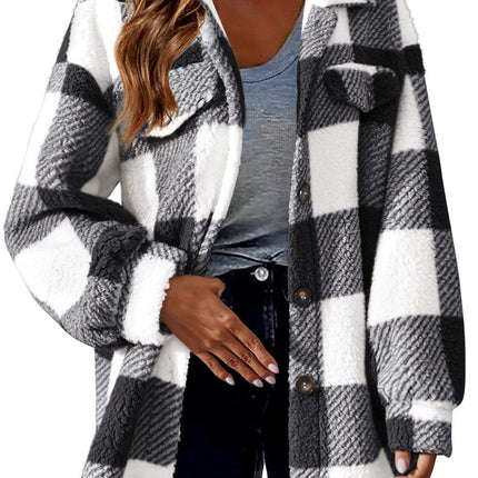 Women's Fashion Jacket Button Plush Coat