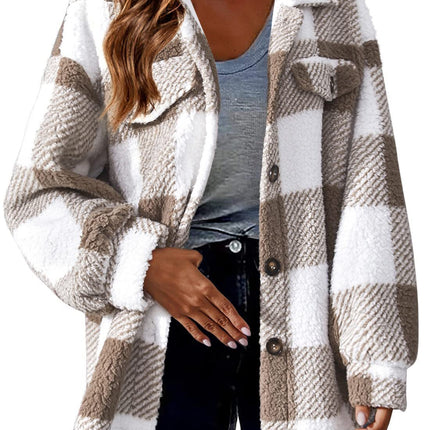 Women's Fashion Jacket Button Plush Coat