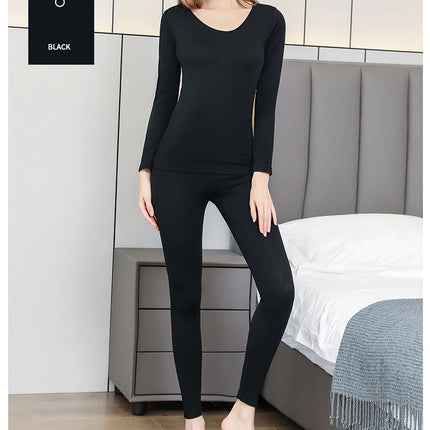 Women Thermal Underwear Winter Long Sleeve Winter Clothes Seamless Thermal Underwear Intimate Set Female Thick 2 Pcs Sleepwear