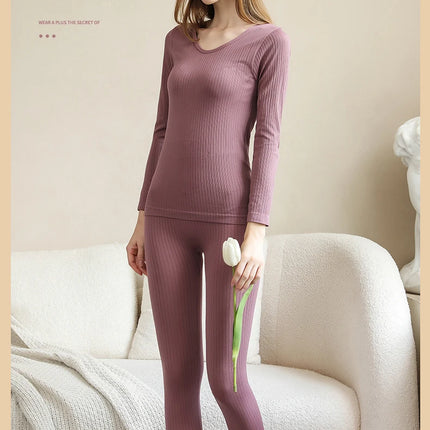 Women Thermal Underwear Winter Long Sleeve Winter Clothes Seamless Thermal Underwear Intimate Set Female Thick 2 Pcs Sleepwear