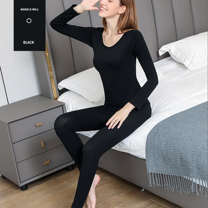 Women Thermal Underwear Winter Long Sleeve Winter Clothes Seamless Thermal Underwear Intimate Set Female Thick 2 Pcs Sleepwear