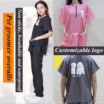 Purple/Pink/Gray Pet Shop Cosmetology Uniforms Men And Women Beauticians For Waterproof And Breathable Work Clothes G0709