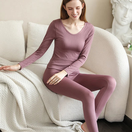 Women Thermal Underwear Winter Long Sleeve Winter Clothes Seamless Thermal Underwear Intimate Set Female Thick 2 Pcs Sleepwear