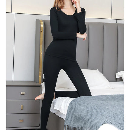 Women Thermal Underwear Winter Long Sleeve Winter Clothes Seamless Thermal Underwear Intimate Set Female Thick 2 Pcs Sleepwear