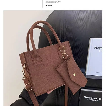 Simple Small Handbag Women's Fashion Felt One Shoulder Combination Bags