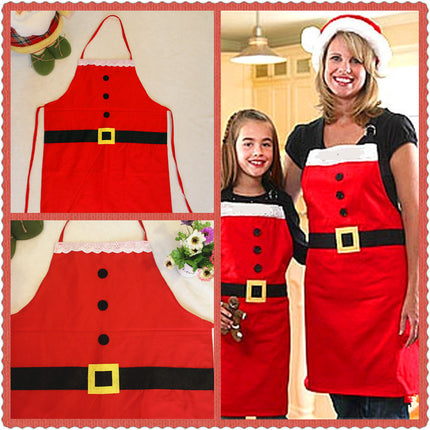 Red Merry Christmas Apron Christmas Apron For Women Girls Cake Kitchen Cook Apron For Mother's New Year Gift Unisex