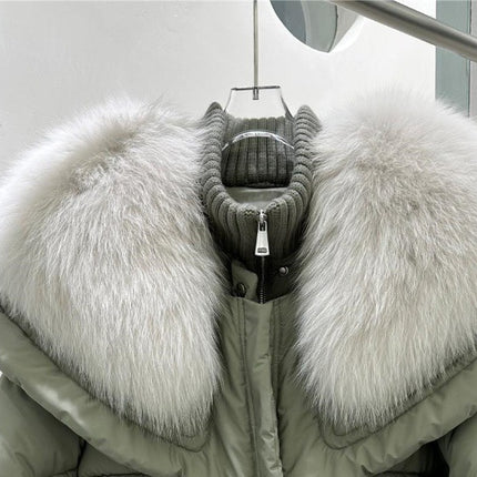 High-end Fox Fur Collar White Duck Down Short Down Jacket Female Light Luxury Loose And Warm Puffer Jacket Coat