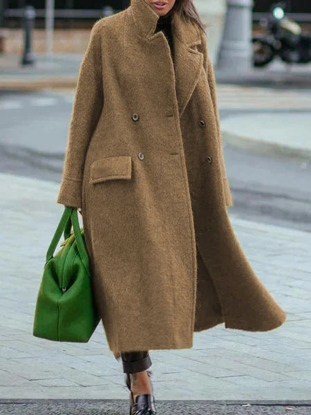 Autumn And Winter Long Woolen Coat Solid Color