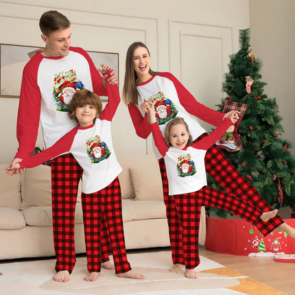 Christmas Parent-Child Clothes Set Long Sleeve T-Shirt Plaid Pants Family Matching Pajamas