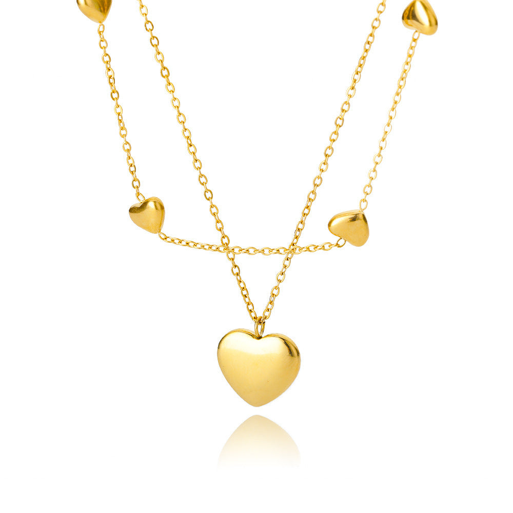 LuxeLine | Layered Heart Necklace | Gold Zircon Accents | Perfect Gift For Her | Color Codes 3599 3603 4327 | Layering -