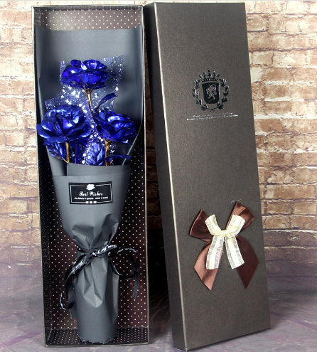 GoldLeaf | Gold Foil Rose | Gift Box | Keepsake | Three Gold Roses | Birthday Gift -