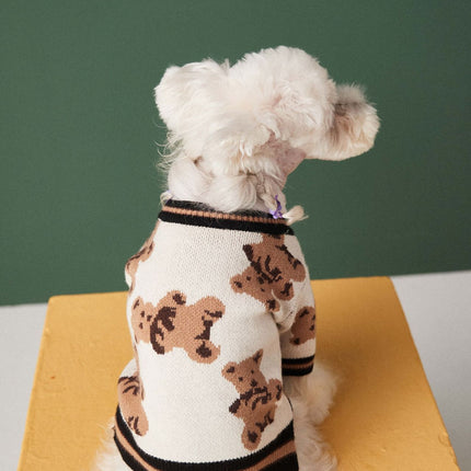 Dog Cat Sweater Preppy Style V-neck Striped Vest Pet Puppy Winter Warm Clothes Apparel For Dogs Cats