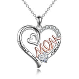 EverHeart | Mom Necklace | S925 Silver Heart CZ Pink Stone 4 Prongs | Birthstone Gift for Mothers | Pink | Keepsake -