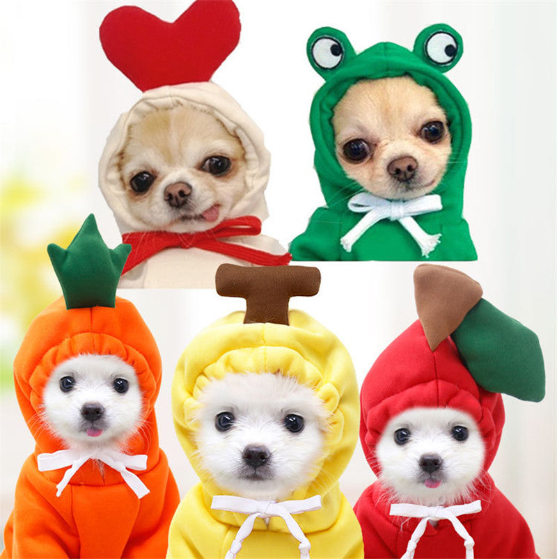Cute Fruit Dog Hoodie for Small Dogs | Winter Warm Fleece Pet Clothes | Soft Breathable Puppy & Cat Costume Coat | Banana Apple Carrot Designs | XS–2XL - Animals & Pet Supplies > Pet Supplies > Pet Apparel > Pet Hoodies