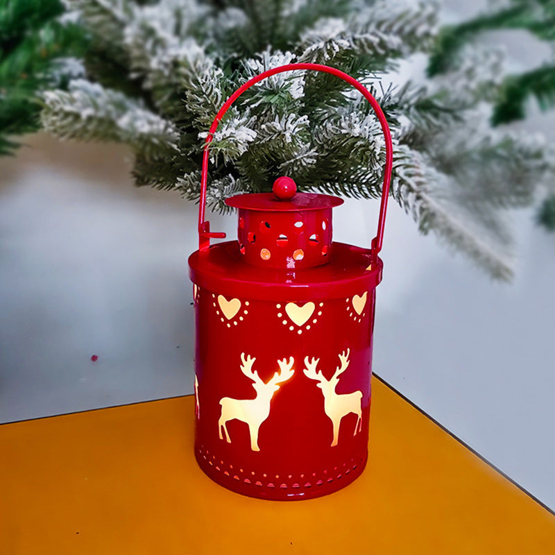 Christmas LED Candle Lantern | Nordic Style Electronic Candle Light | Creative Holiday Decoration for Christmas & Halloween | Wrought Iron Wind Lantern - Home & Garden > Decor > Flameless Candles