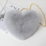 Women’s Plush Heart Shoulder Bag | Valentine’s Day Party Purse | Soft Plush Chain Crossbody | Zipper Closure | Cute Medium Round Heart Bag for Gifts & Events - Apparel & Accessories > Handbags, Wallets & Cases > Handbags > Shoulder Bags