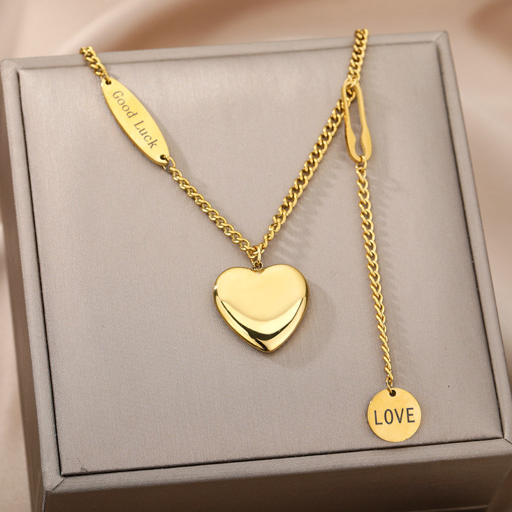 LuxeLine | Layered Heart Necklace | Gold Zircon Accents | Perfect Gift For Her | Color Codes 3599 3603 4327 | Layering -