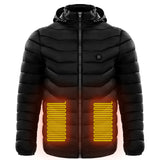 Men Heated Puffer Jacket | Electric Heating Coat with 9 Heat Zones | Insulated Hooded Windbreaker | USB Powered Heated Ski Jacket | Unisex Winter Warm Electric Coat (Black/Blue/Red in Zone 9) - Apparel & Accessories > Clothing > Outerwear > Coats & Jackets > Puffer Jackets