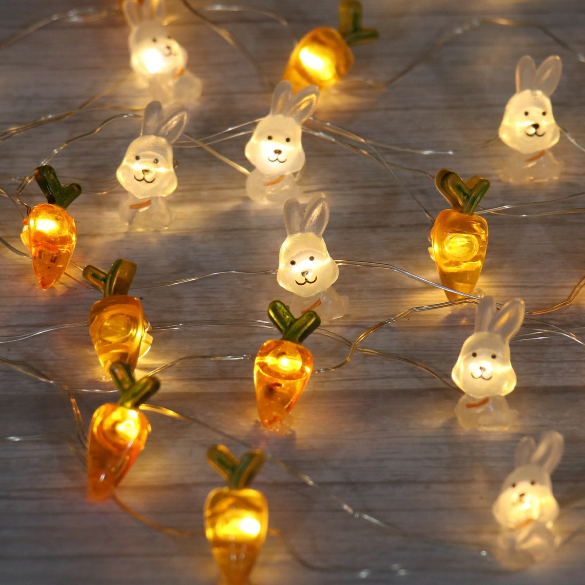 EasterGlow | Bunny String Lights | Colorful LEDs | Flexible Silver Plated Wire | Multi Color | Creates Warm Easter Mood -