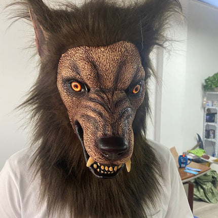 Werewolf Costume Party Mask Halloween Simulation Animal Rotate Headwear Costume Wolf Face Masks Cosplay