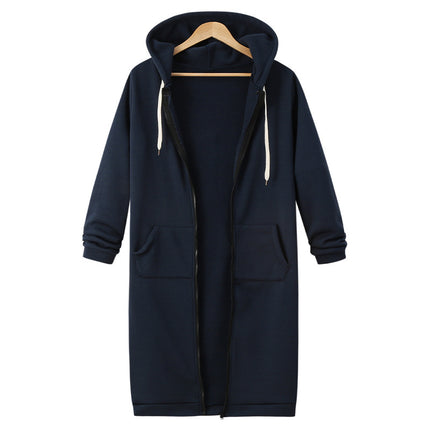 Hooded Long Sleeve Sweater Fleece Long Jacket