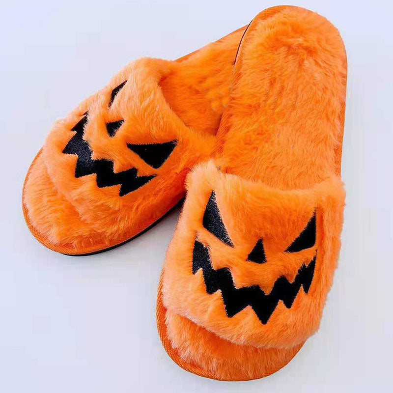 Halloween Cute Warm Home Slippers for Women | Soft Rabbit Fur Indoor Shoes | Open-Toe Fish Mouth Design | Cozy Plush Winter Slippers | PU Sole | Fall & Halloween House Shoes - Apparel & Accessories > Shoes > Slippers