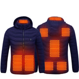 Men’s Heated Jacket USB Electric Coat | 3-Temperature Thermal Heating Jacket with Removable Hood | Lightweight Warm Cotton Coat | Windproof Winter Heated Outerwear | 2/4/8/9 Heat Zone Options | S–6XL (No Power Bank Included) - Apparel & Accessories > Clothing > Outerwear > Coats & Jackets > Puffer Jackets