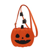 Halloween Pumpkin Crossbody Bag for Women | Cute Cartoon Shoulder Bag with Bat Design | PU Leather | Creative Festive Messenger Bag | Halloween Party Accessory - Apparel & Accessories > Handbags, Wallets & Cases > Handbags > Shoulder Bags