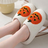 Halloween Pumpkin Slippers for Women & Men | Warm Winter Indoor House Shoes | Soft Suede Upper | Non-Slip Rubber Sole | Cozy Cotton Lining | Couples Plush Home Slippers - Apparel & Accessories > Shoes > Slippers