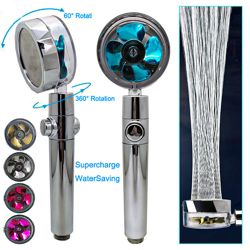 High-Pressure Water-Saving Shower Head | 360° Rotating Turbo Fan Spray Nozzle | ABS Pressurized Shower with Filter | Chrome Round Fixed Head - Hardware > Plumbing > Plumbing Fixture Hardware & Parts > Shower Parts > Shower Heads > Handheld Shower Heads