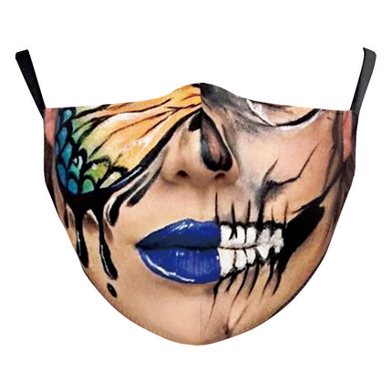 Halloween Digital Printing Funny Horror Face Double Layer Dust Mask